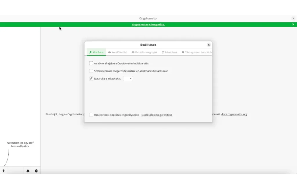 A vault részletes beállításai