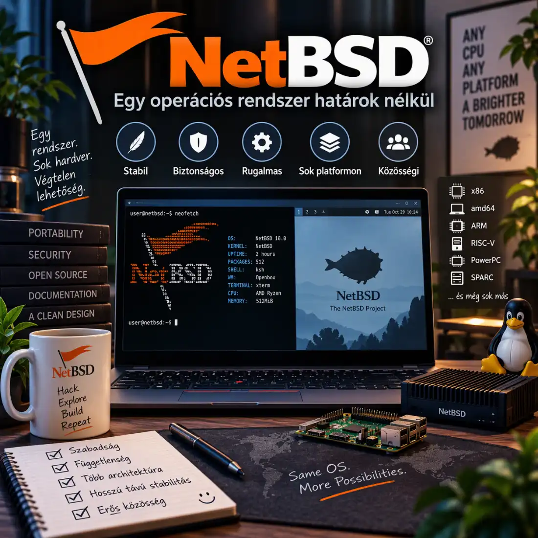 NetBSD: Nyílt forráskódú operációs rendszer extrém hordozhatósággal