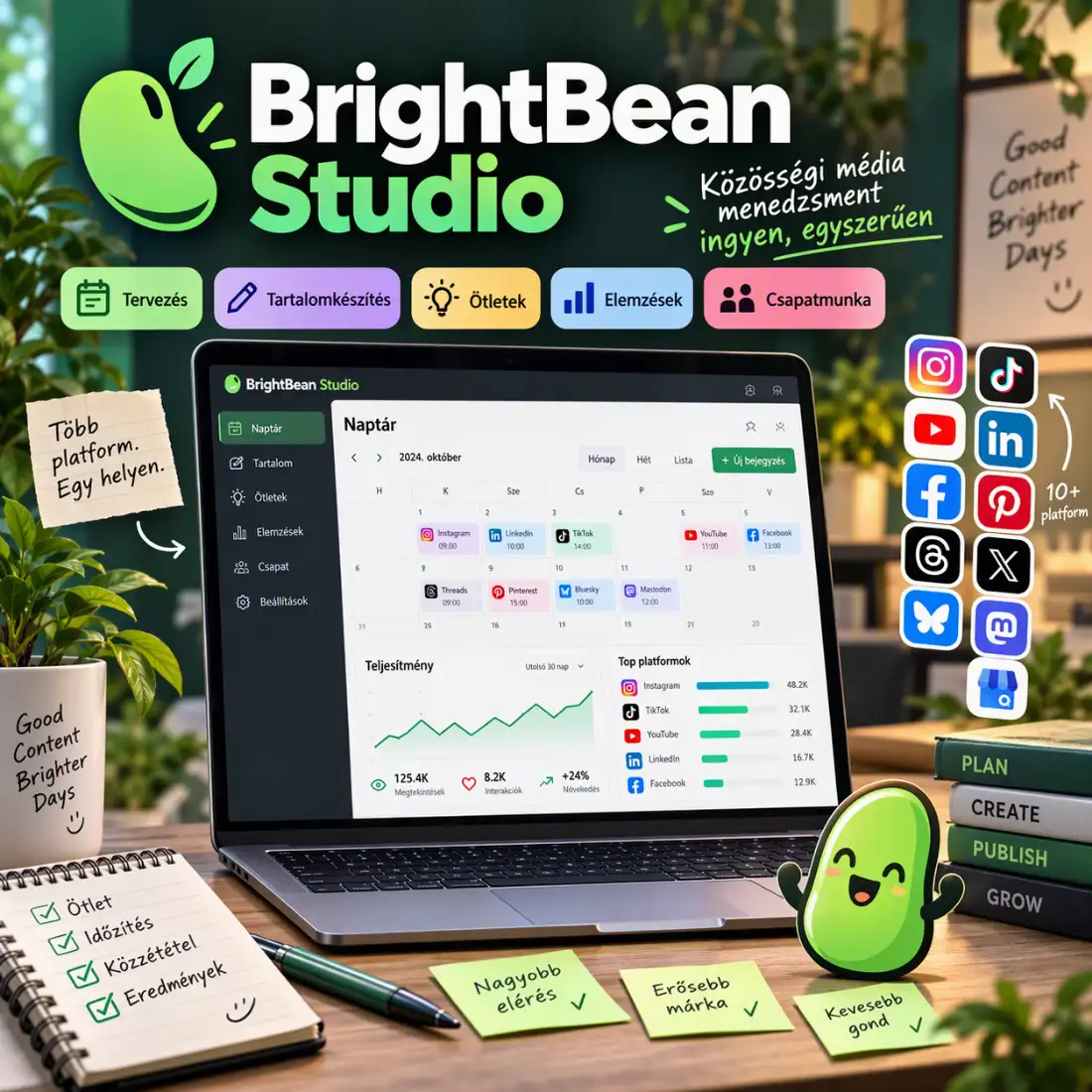 Brightbean: Open Source Buffer alternatíva közösségi média posztok időzítésére