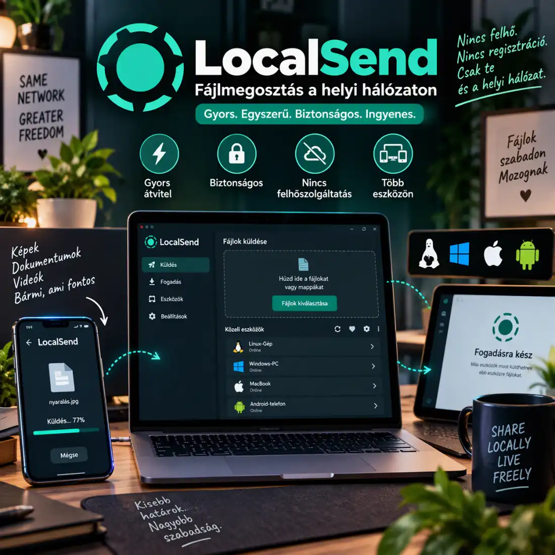 LocalSend: fájlküldés iPhone, Android, Windows és Linux között