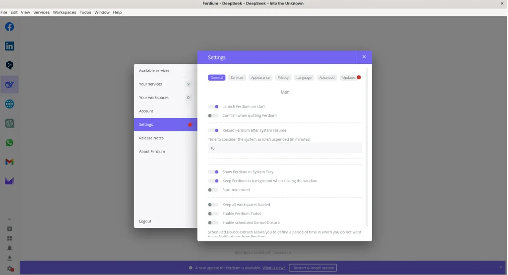 Ferdium: Gmail, Messenger, Slack és más webappok egy helyen 4 ferdium beallitasok