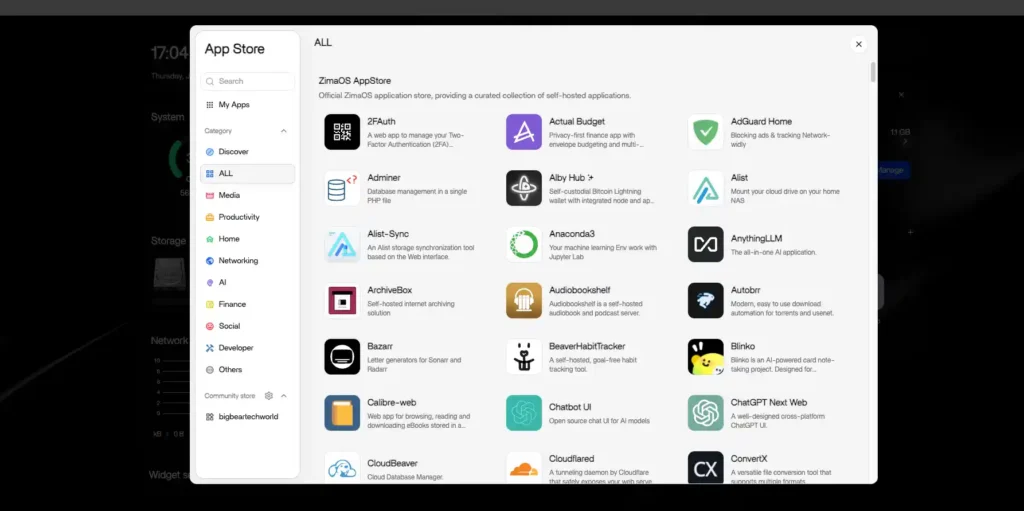 ZimaOS egy régi HP laptopon: Meglepően jó NAS lehet egy öreg gépből 2 A ZimaOS App Store felülete telepíthető alkalmazásokkal
