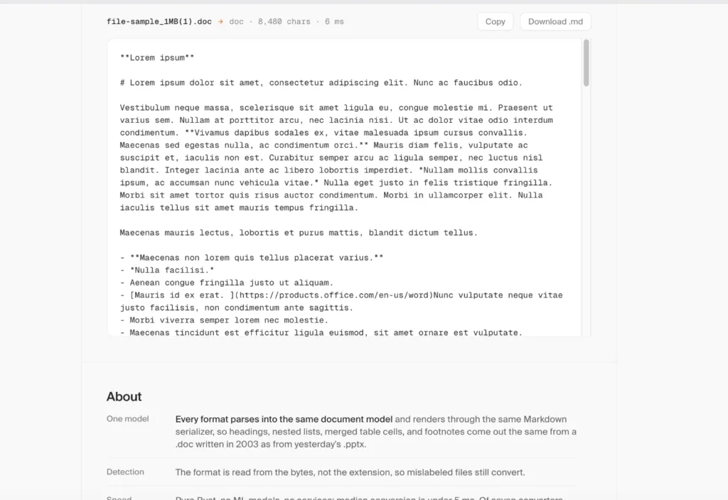 DOC dokumentum konvertálása Markdown formátumba Anydoc segítségével.