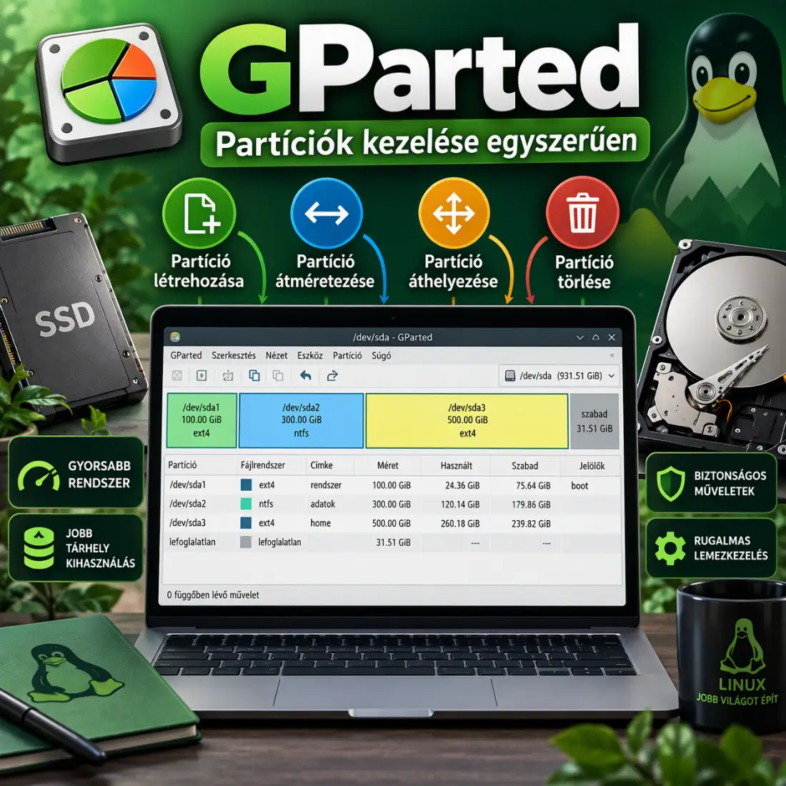 GParted: partíciók kezelése Linux alatt egyszerűen