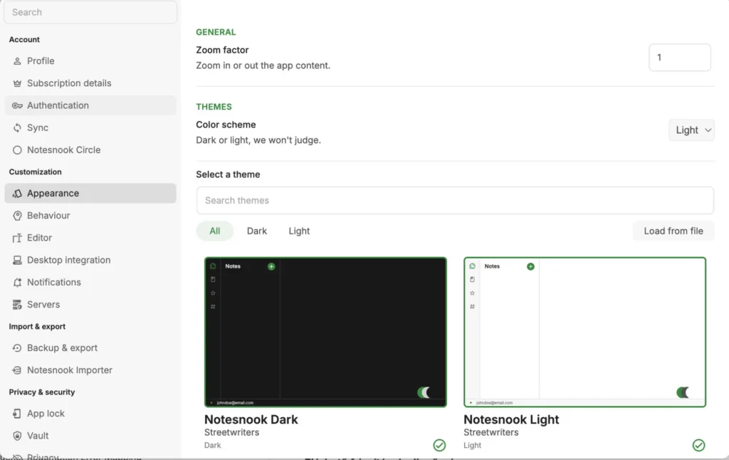 Notesnook teszt (2026): az egyik legjobb Evernote alternatíva? 5 A Notesnook megjelenítési beállításai