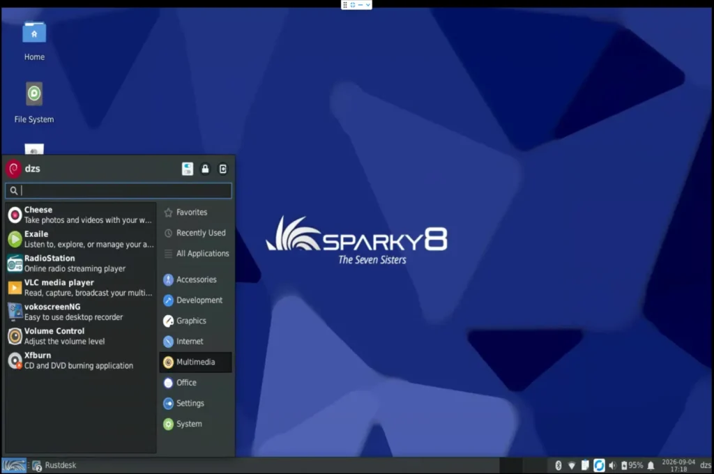 SparkyLinux Multimedia alkalmazásai.