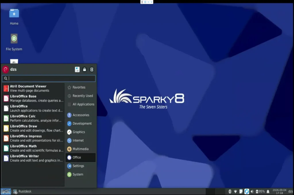 SparkyLinux Office alkalmazásai.