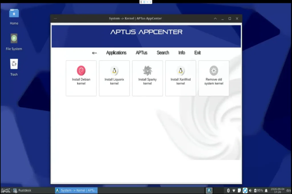 Az APTus kernelkezelő felülete.