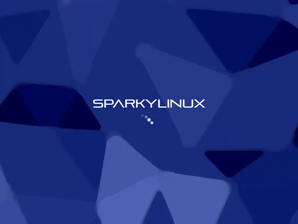 SparkyLinux betöltőképernyő a logóval
